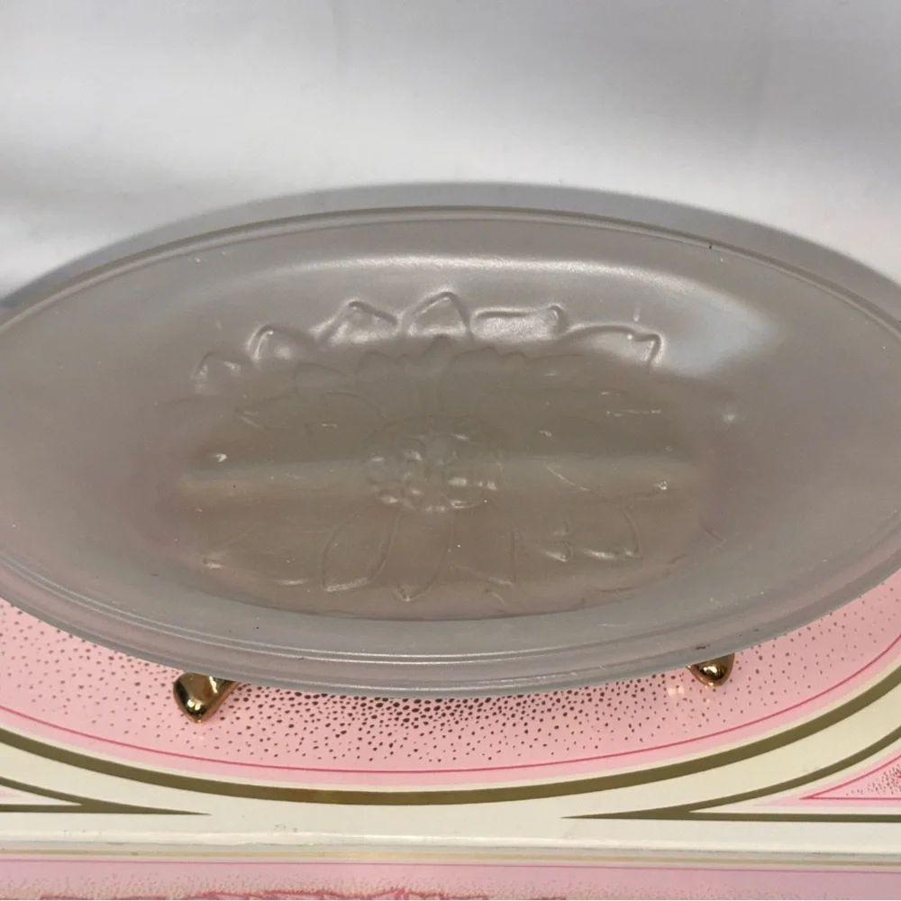 Vintage Avon Sunflower Glass Footed Soap Dish Original Box